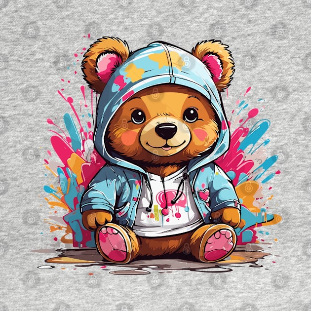 Cute Baby Bear Chibi Style Color Splash Design by TF Brands